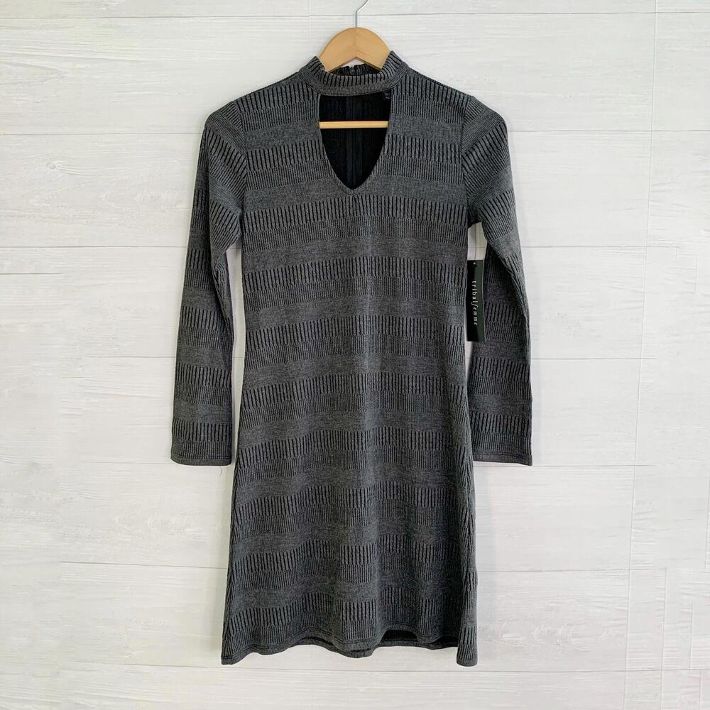 NWT Tribal Femme - Heather gray knit keyhole stretch dress, XS